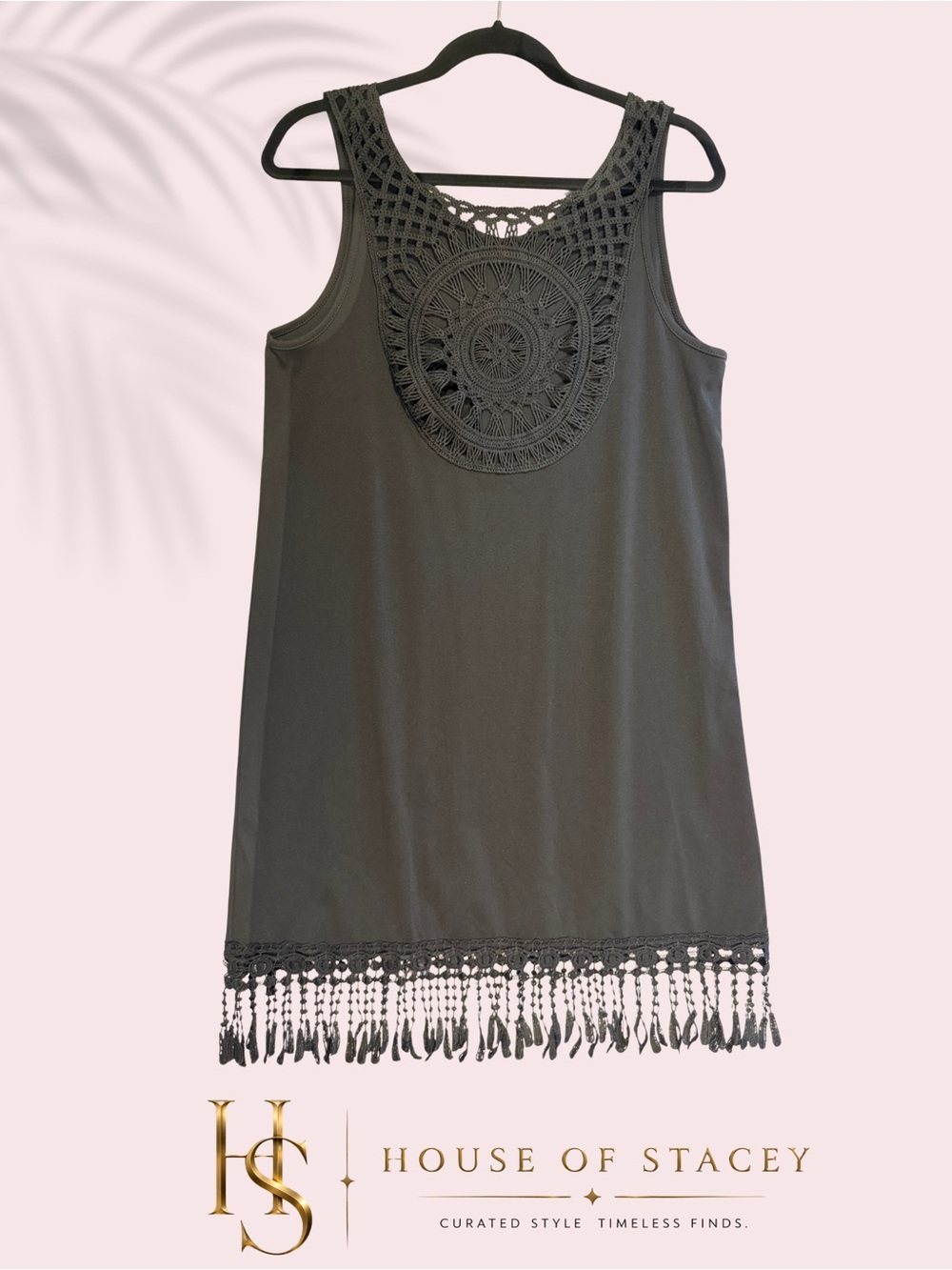 Black Crochet-Trim Camisole Dress